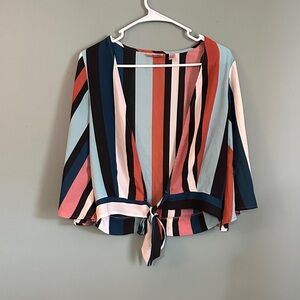 Chic Striped Women's Blouse - Multicolor